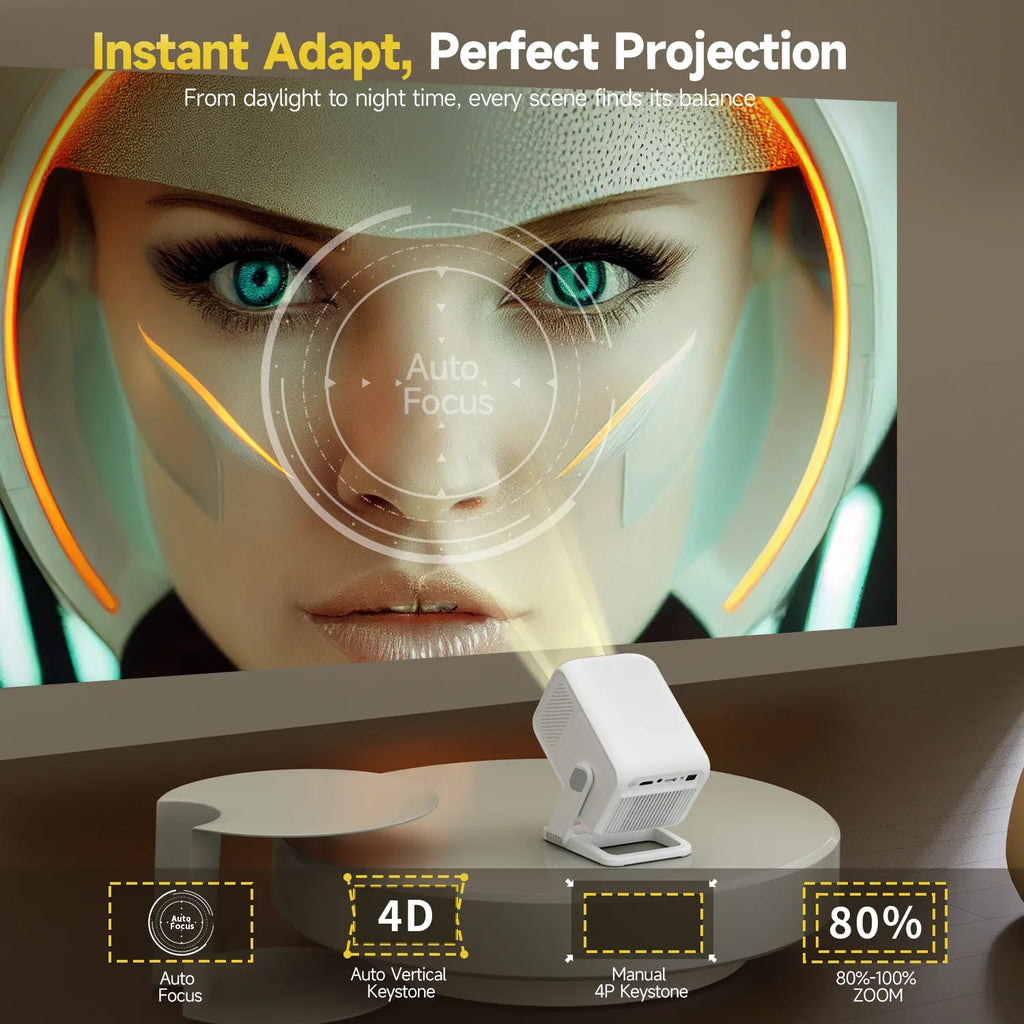 NNEOBA 4K HD Portable Projector White
