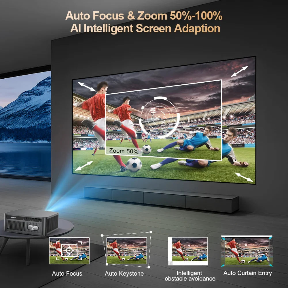 NNEOBA Portable 4K HD Android Projector Black