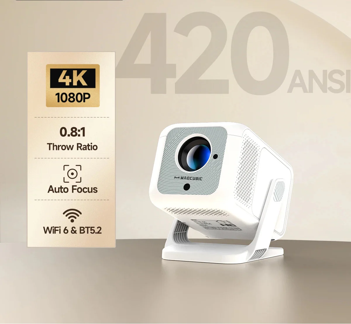 NNEOBA 4K HD Portable Projector White